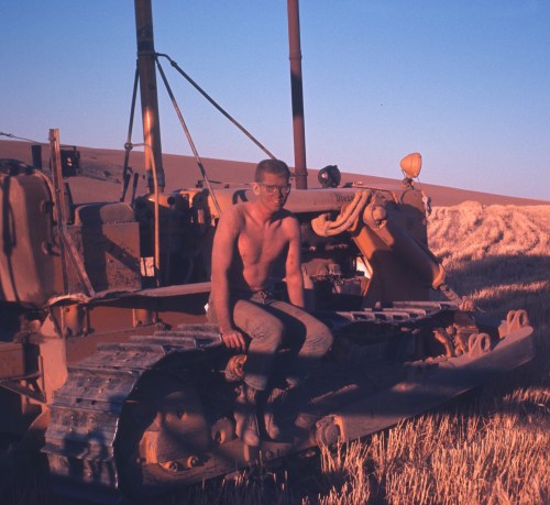 1964 Harvest Pendleton farm David on Cat pulling combine
