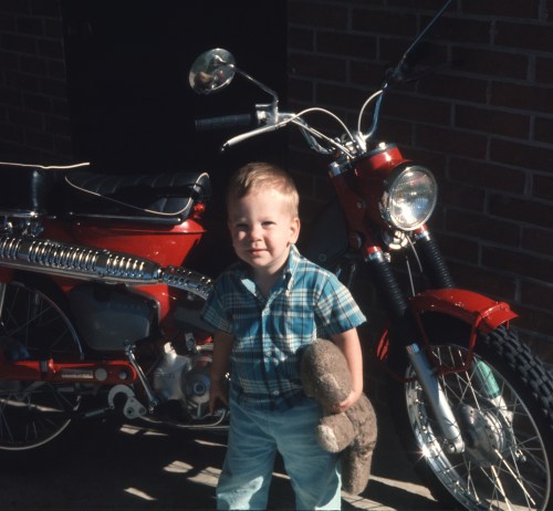 1970 Scott in Columbia with motor bike and Fufu