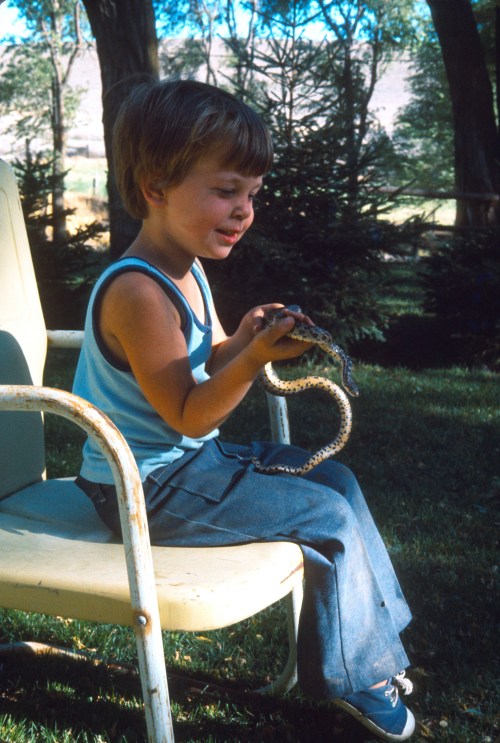 1973 Jul Scott learning what to do with a snake 2