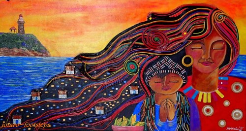 Child Praying with Mother, Basco Light House Philippines, Ivatan Art Batanes Yaru Gallery-17